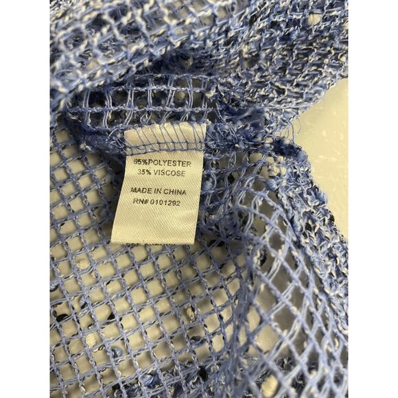 Lulu-B Womens Sheer Crochet Pullover Top 3/4 Sleeve Blue/Multi Size Large - Picture 9 of 9